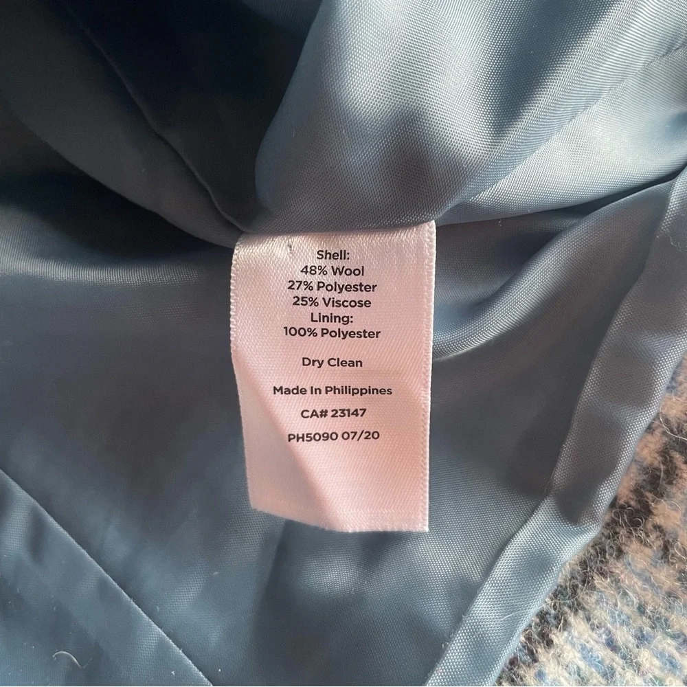 Talbots Wool Blend Shetland Classic Timeless Blue Plaid Pattern Blazer Size 16 - Picture 9 of 11